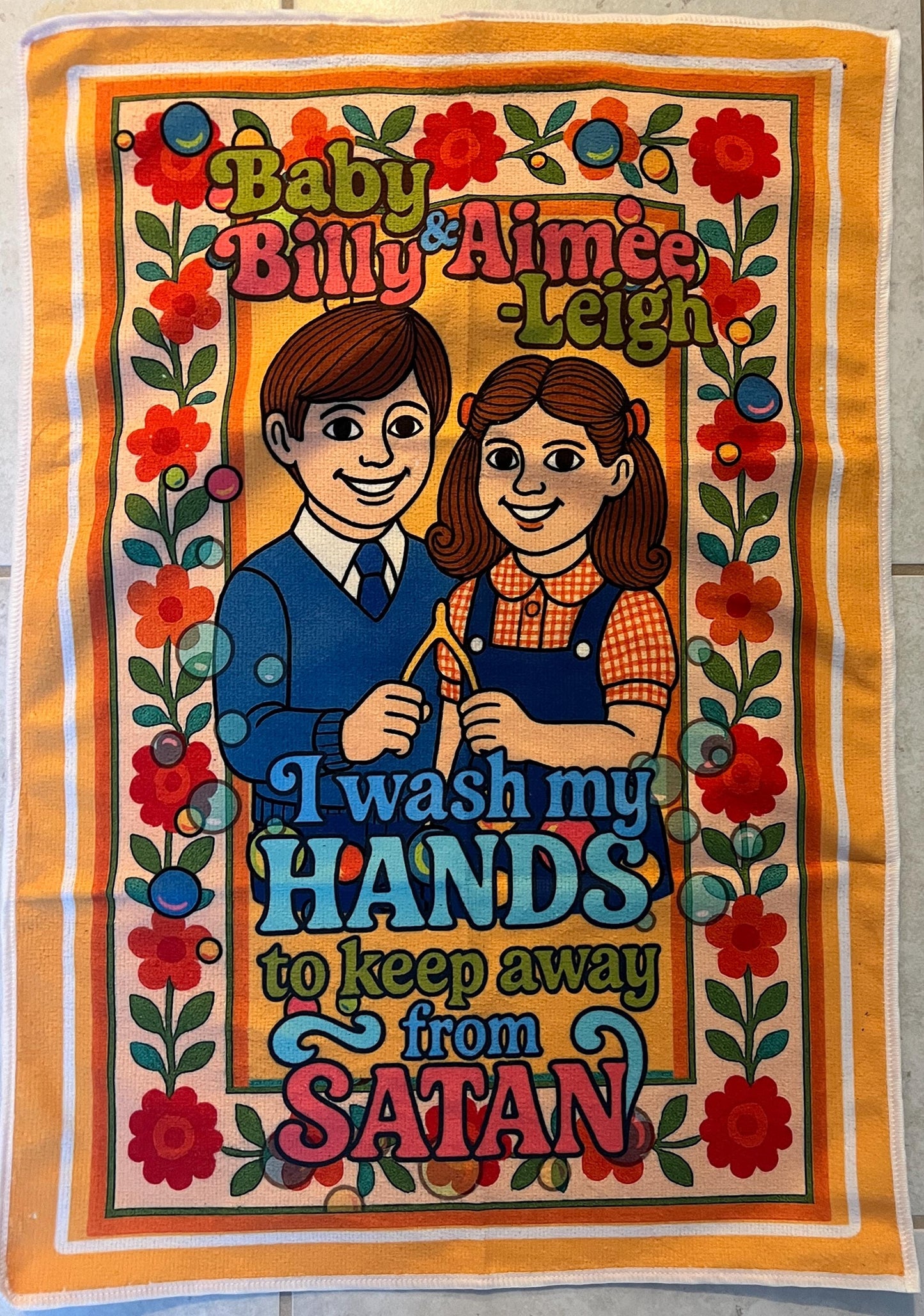 1970s Retro Microfiber Towel: Baby Billy & Aimee-Leigh Fan Merch