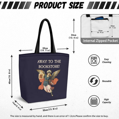 Book Lover Canvas Tote Bag: 'Away! To The Bookstore'