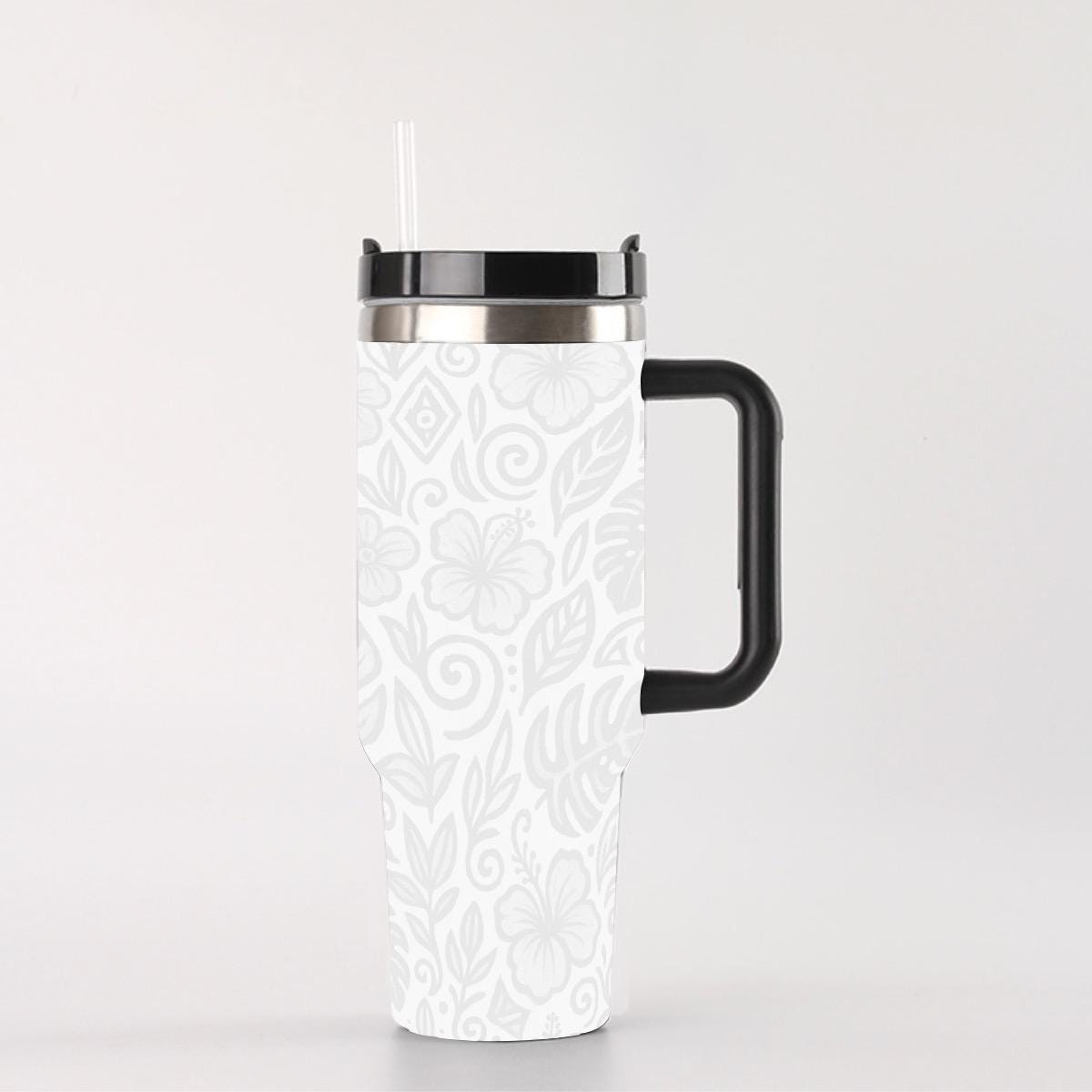 vacation Tumbler: 40 oz Iced Coffee Cup with Handle & Straw