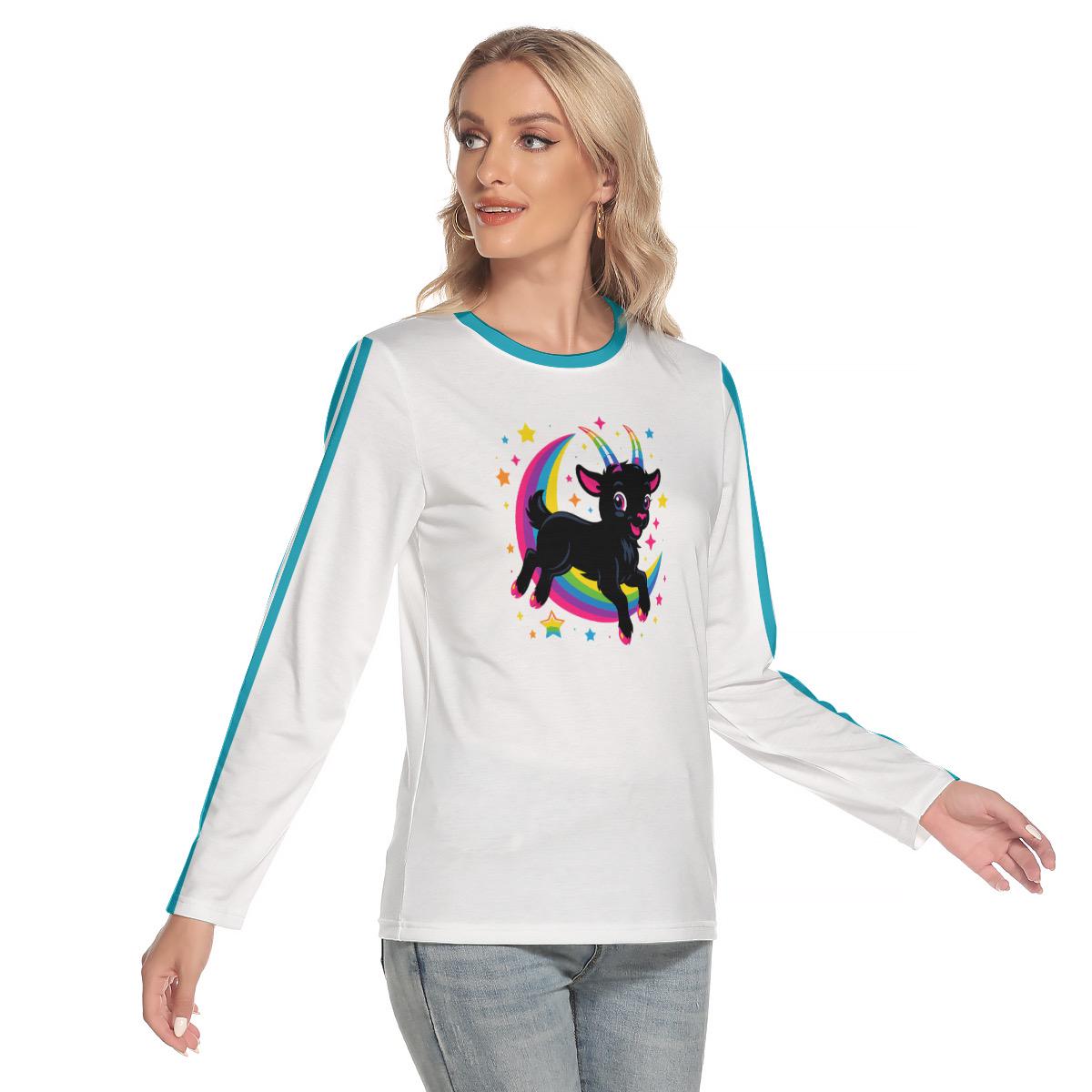 Whimsygoth Long Sleeve Tee: Black Phillip Goat, Witchy Y2K Style