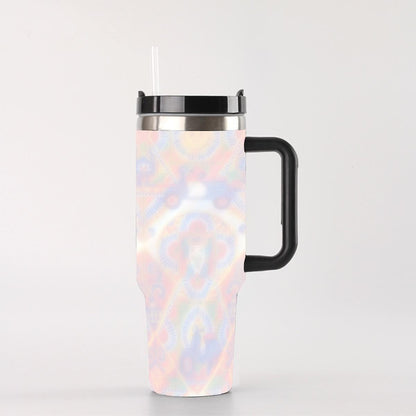 vacation Inspired Tumbler: Watercolor Lotus Design, 40 oz Travel Cup